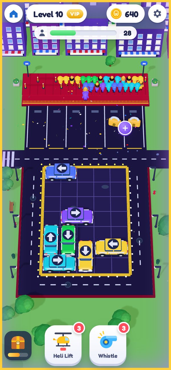 A VIP Party level with a red carpet and gold border
